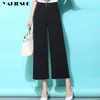 Trousers For Women Fashion summer Black Wide Leg Pants S-4XL Large Size Ankle-Length Loose Female High Waist Pants 210519