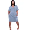 Bulk Womens Casual Dresses S - 3XL Kortärmad Klänning Sexig Loose One Piece Set Party Evening Clubdress Mode Sommar Solid Kvinnor Kläder KLW6525