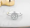 Fin 7 5mm runda snitt Skapa Moissanite 925 Silver Ring 1 5CT Lab Zirconia Diamond Eternal Love Token Women Girlvän Gift J-477202D