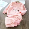 Abbigliamento per bambini Flanella Pigiama per bambini Set da salotto invernale Long Johns Girls Loungewear Ragazzi Sleepwear Suit 211130