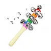 18 cm Favore di partito Sonagli Jingle Bells Stile bastoncino di legno Arcobaleno Stretta di mano Campana sonora Giocattolo educativo per bambini Regalo per bambini DH8355