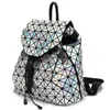 2020 Mulheres Mochila Laser para Adolescentes Meninas Drawstring Dobrável Mochilas Geometria School Hologrógrafo Mochila Escola Sacos Q0528