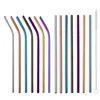 6*241mm Stainless Steel Drinking Straws Reusable Colorful Metal Straw Cleaning Brush for Party Wedding Bar