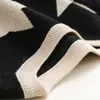 Jakość Fall Winter Damska sweter O-Neck Star Pullover Knitting Swetry Z Długim rękawem z Split Casual Jumper C-288 210922