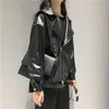 Femmes en cuir femmes Faux Hong Kong saveur 2022 automne polyvalent mode Simple revers veste ample spectacle mince manteau ceinture femme