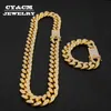 Colares de hip hop gelado fora cristal strass Miami cadeia de ouro cor prata cor zircão colar pulseira para homens mulheres x0509