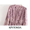 Kadın Chic Moda Leopar Baskı Draped Mini Elbise V Boyun Uzun Kollu Kadın Elbiseler Mujer 210420