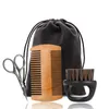 Brushes Care & Styling Tools Hair Products 3Pcs Wooden Beard Comb And Natural Bristles Brush With Scissors Set For Men