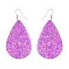 PU Leather Glitter Earrings Pendant Fashion Sparkly Sequin Dangle Ears Ring Teardrop Pendants Earring For Women Birthday Gifts 24 Color YFA2602