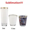 1.5oz 3oz Sublimation shot glasses tumbler White Patch golden rim Wine Glasses Heat Transfer Printing Frosted cup Blank Sublimation Tumbler