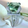 Cluster Rings CHAMSS Rose Flower Emerald Zircon Ring High-end Atmospheric Women Fashion Gift Birthday Factory Wholesale