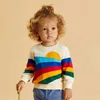 Wiosna i jesień Trendy Rainbow Print Swetover do Baby Toddler Boy Topy Swetry Dzieci Odzież 210528