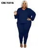 Cm.yaya sweatsuit ativo plus size xl-5xl conjunto mulheres com capuz tee tops calças combinando conjunto de tracksuit fitness Dois 2 peça set outfit y0625
