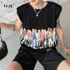 Karikatür Baskı T Gömlek Kadınlar Için O Boyun Kısa Kollu Hit Renk Gevşek Gömlek Kadınlar Yaz Moda Giyim Şık 210531