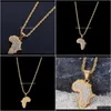 Haute Qualité Cartes Africaines Pendentif Colliers Plaqué Or Punk Ensemble Auger Cristal En Acier Inoxydable Charme Collier Twisted Chain Hommes Qpqy Rks7H