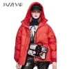 Jazzevar Winter Fashion Street Designer Brand Womens White Duck Down Jacket Pretty Girls Outerwear Coat With Belt 211221