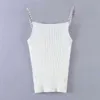 Femmes Slim Bodycon tricoté Halter Camis Basic Réservoirs Solides Sans Manches Sexy Camisole Crop Top Femme Printemps Club Pour Dames 210521