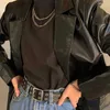 Sådjiga PU Kvinnor Läderjacka Höstrock StreetWear Svart Kvinnor Jacka Estetisk Gotisk Vintage 90s Outfits Outwear Lady 210927