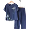 Maison maman nuisette lin coton femme coloré ensemble de deux pièces de mode à manches courtes décontracté bref lâche femmes pyjama grande taille 210809