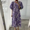 Verão Robe Femme O Neck Slow Sleeve Dress Mulheres Casual Loose Floral Vestidos Impressos Feminino Coreano Vestidos Vestidos 14280 210508
