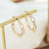 Hoop & Huggie Gold Silver Color Hollow Metal Chain Earring For Women Girl Vintage Simple Irregular Geometric Round Circle Jewelry