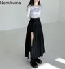 Nomikuma Split Drawstring Lace Up A Line Skirt Solid Color High Waist Skirts Women Korean Casual Fashion Streetwear Faldas 3b146 210514