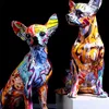 Enkel kreativ färg bulldog chihuahua hund staty vardagsrum ornaments hem entré vin skåp kontor decors harts hantverk 210727