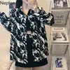 Neploe Vintage Blouses女性シックプリント原宿緩いシャツトップスストリートウェア韓国のファッション全てのマッチBlusas Mujer 94804 210422