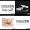 Grillz, Body Drop Delivery 2021 Baguette Set Teeth Grillz Top & Bottom Sier Color Grills Dental Mouth Hip Hop Fashion Jewelry Rapper Jewelry5