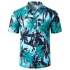 Palma Drukowana Hawajska Koszula na plaży Dla Mężczyzn Lato Krótki Rękawów 5xl Aloha Koszule Męskie Wakacje Wakacje Odzieżowa Koszulka 210522