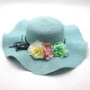 39 stile femmina estate ondulato wavy bordo per bordo cappello da berretto lungo le perle in grande big lungo cappelli coreani per la protezione solare della spiaggia all'ingrosso DE125 all'ingrosso
