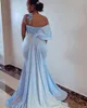 Azul claro Plus Size Sereia Mermaid Drawsmaid Vestidos Um Ombro Sweetheart 3D Flores Mulheres Casamento Vestidos De Festa Doméstica de Honra Vestido Feito