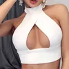 2020 Lato Stretch Bandaż Kobieta Kamizelka Tight Damska Seksowna Night Club Party Halter Cross V Collar Wild Bankiet Wakacje Holiday Top X0507