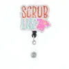 Fashion Key Rings Scrub Life Rhinestone Retractable ID Holder For Nurse Name Accessories Badge Reel With Alligator Clip