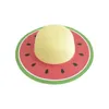 Wide Brim Hats Adult Child Summer Straw Sun Visor Hat Color Block Watermelon Shape Family Round Top UV Protection Beach Bucket Cap Wi