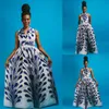 Feather print straps wear African dress ethnic women's sexy split long skirt265b