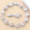 Unique Champagne CZ Water Drop Vintage Costume Silver Color 10-Color Women Jewelry Sets Dangle Earrings Bracelet Ring H1022