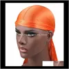 Vari colori Moda Uomo Raso Durags Bandana Turbante Parrucche Uomo Silky Durag Copricapo Fascia Cappello da pirata Accessori per capelli Qe6Ys Caps Z30Pw