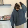 Lamm plysch kvinnor höst och vinter koreansk stil långärmad hoodies bomull blandning varm plus storlek lösa avslappnade kvinna toppar 210805