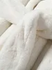 Lautaro Hiver Long Blanc Fluffy Chaud Surdimensionné Fausse Fourrure Manteau Femmes Avec Capuche Revers Ceintures Lâche Coréenne Mode Vêtements D'extérieur 210928