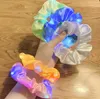 ソリッドカラー10cm LED SCRUNSIES PONYTAILホルダーヘッドウェアガールズ弾性サテンシルクスケッチネクタイヘアロープアクセサリー