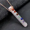 Gips Säule Halskette Reiki Heilung Zystal Sieben Chakra Perlen Energie Anhänger Charms Halsketten Pendel Amulett Orgonit Schmuck