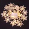 Juldekorationer År 2022 Snowflake LED Light Decor for Home Hanging Garland Ornaments Xmas Tree Noel Navidad 2021