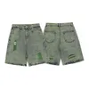 IEFB verão furo furo verde shorts casual high street Hip hop hop hop solto lava calças de brim shorts design vintage roupas 9y7285 210524