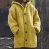 Women Cardigans Sweter Swater ciepłe swetry płaszcze luźne wełniane dzianin płaszcz jesień zima kobiety długie kardigan duży rozmiar z kapturem