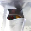 1000ピー/ロットアルミホイルフラットボトムジッパーロックバッグ厚い食品収納バッグ真空シーラー食品包装茶光防止