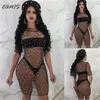 Black Bikini Beach Cover UPS Женщин Белое Блестящее Приукрашивание Сетка Fishnet Платье для Купальника Купальник Smock Beachwear Sarongs