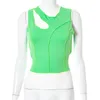 Kobiety Sexy Green Crop Top Y2K Ruffle Trim Bandaż Kamizelka Koreański Harajuku Asymmetryczne Wytnij Tows Bez Rękawów Casual Tank Topy 210517