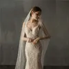 Veille de mariage long avec perles Veille de mariée de la cathédrale en une couche avec un peigne Veil perlé pour la mariée accessoires de mariage en ivoire blanc x07265032514