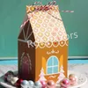 50pcs Xmas Craft Mini House Favor Boxes Party Christmas Tree Candy Package Little Gift Wrap Chocolate Sweet Holder Baking Paper Box with String